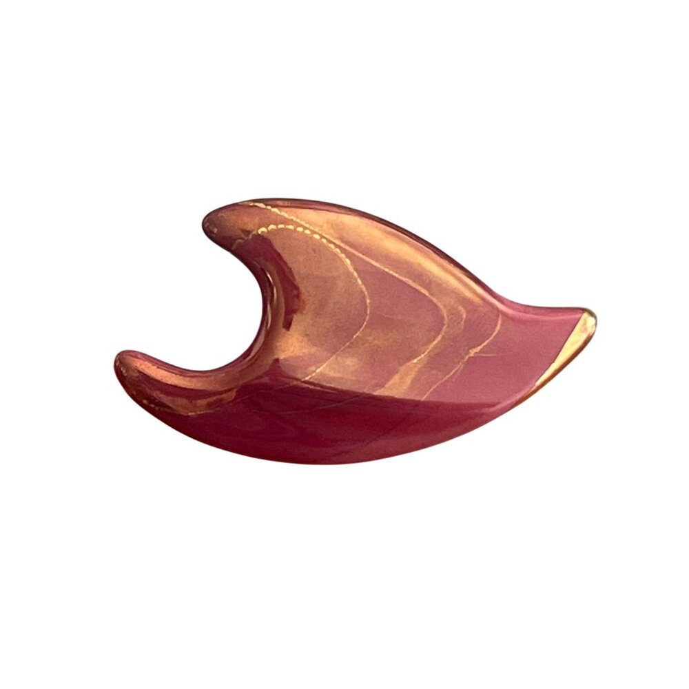 Vintage Artisan Pottery Clay Pin Brooch Wine Gold Abstract MCM Estate 2.5"